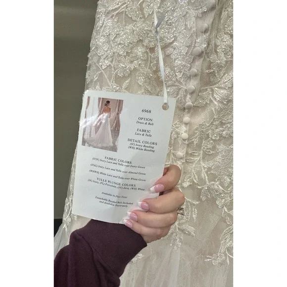 Stella York 6968 Floral Lace Mermaid Wedding Dress w/ Glitter Tulle 12 (SAMPLE) - Picture 9 of 9